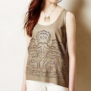 1119 * Sunday In Brooklyn Anthropologie Cutout Tank Tan Size L